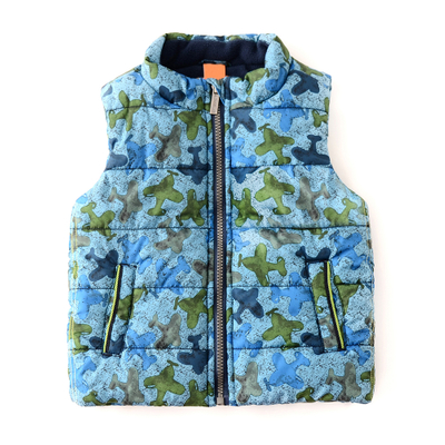 Boys Puffer Quilted Vest Camo Print Lined Zipper Waistcoat